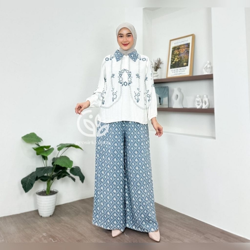 ONE SET REVANA RAYON BUSUI SETELAN ATASAN CELANA KULOT KATUN ADEM // ORI BRAND