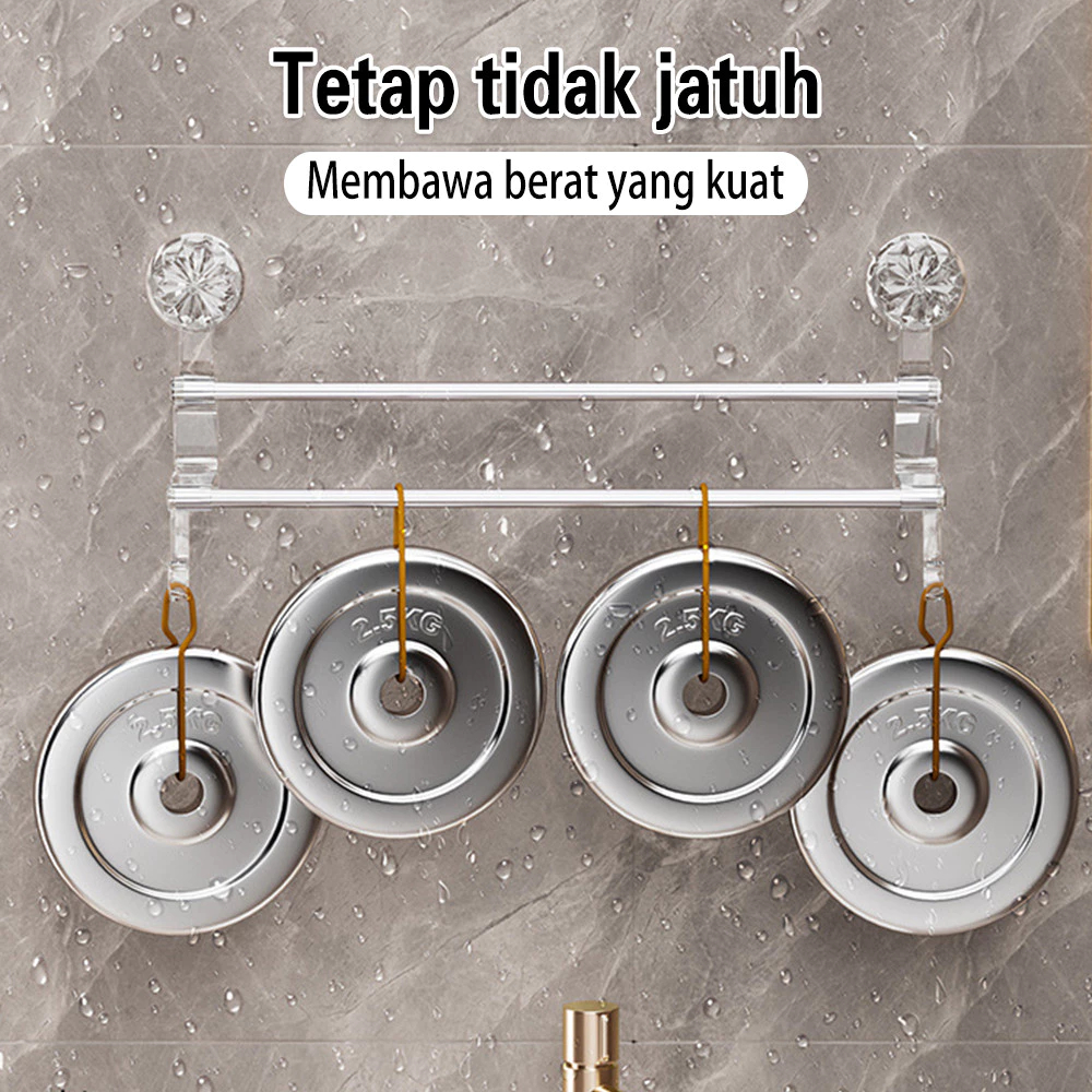 WINS Rak Gantung Handuk Double Bar Tempel Serbaguna | Gantungan Handuk & Alat Dapur