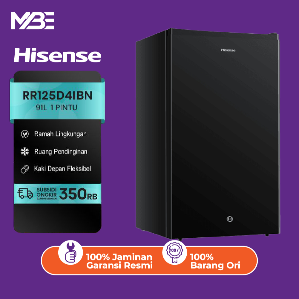 Hisense Kulkas Refrigerator 1 Pintu Kapasitas 91L RR125D4IBN
