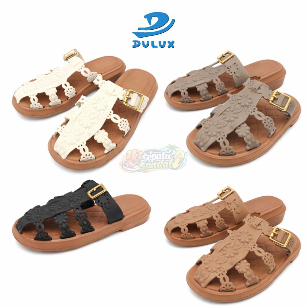 Dulux Sandal Selop Wanita Import Karet Jelly Motif Bunga Matahari - Sandal Cewek Kekinian Murah Anti