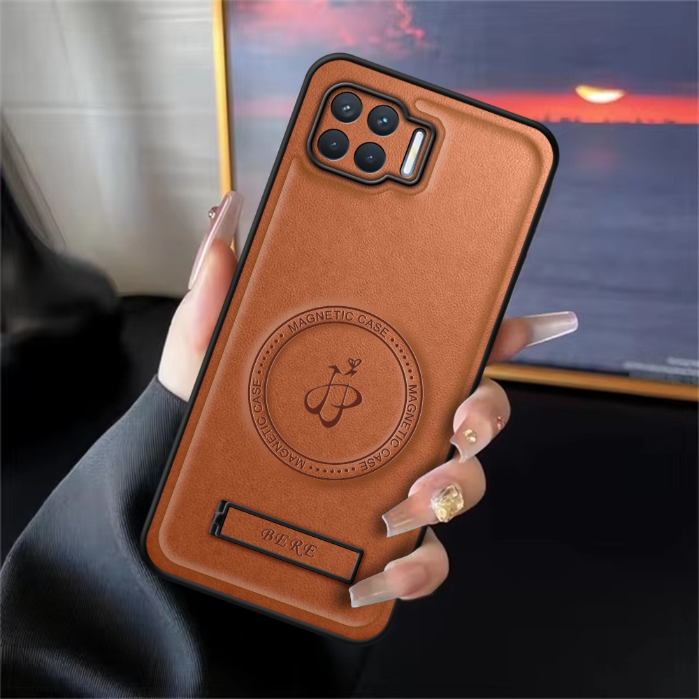 Casing Oppo Reno 4F Case Leather Magnetic Standing Premium