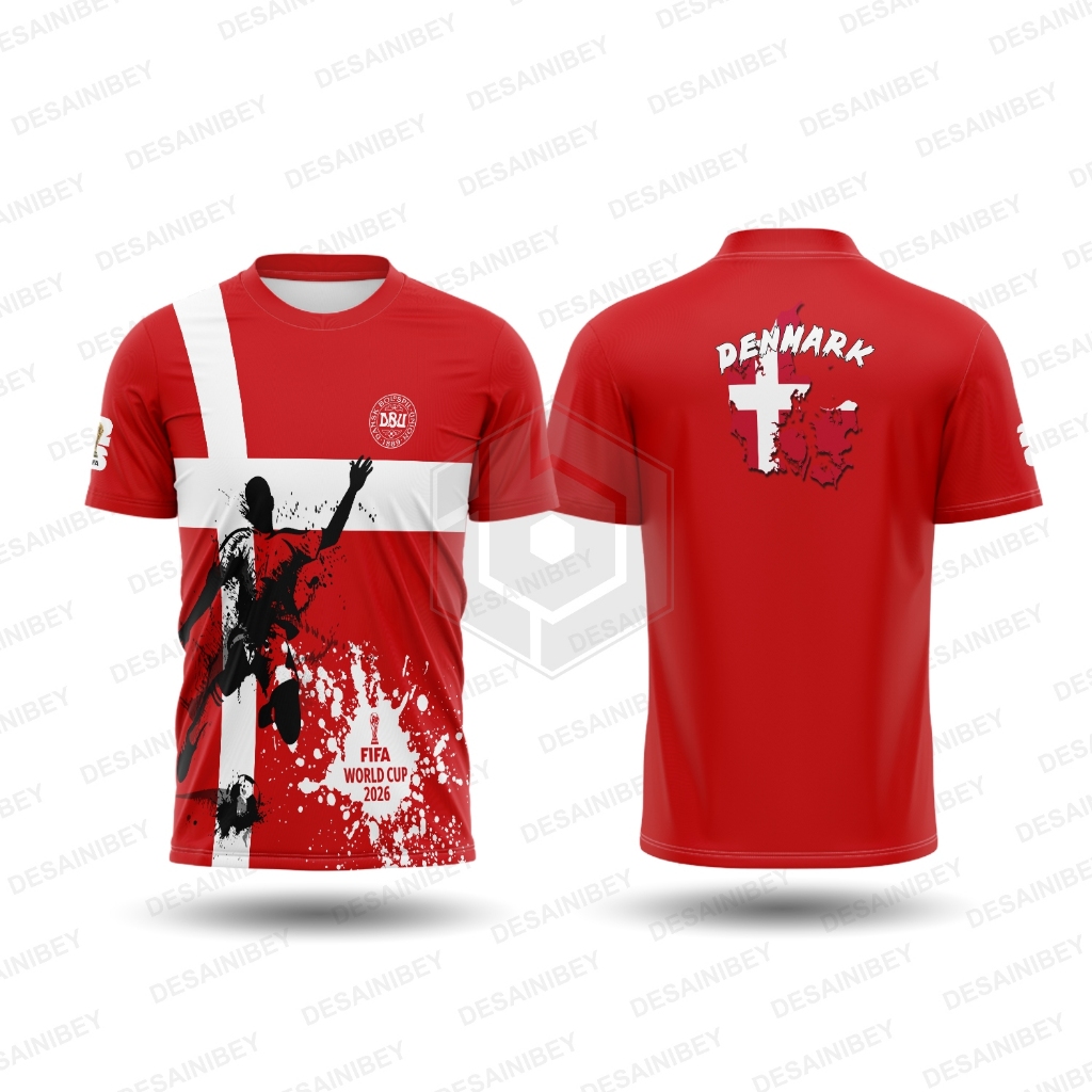 Baju Kaos Piala Dunia 2026 Denmark / Jersey Denmark Printing Art01