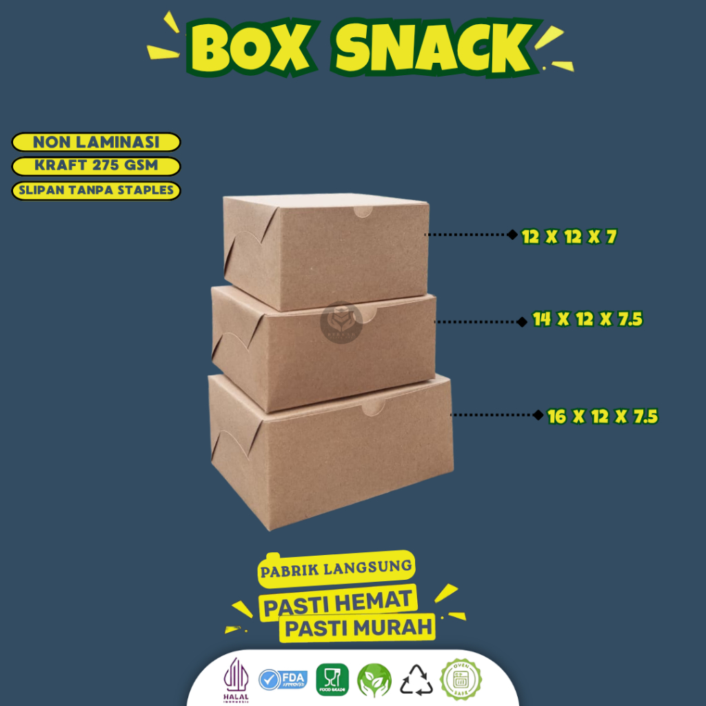 Box Snack Snack Box 12x12x7 Laminasi  Box 12x12(B43K2-12X12X7 Cm)