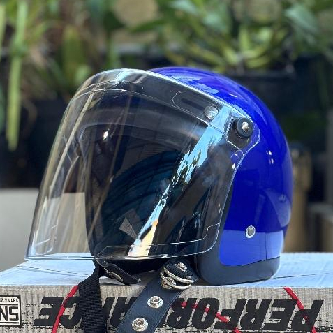 Helm Slimhead Custom Tx500 Classic Biru + Kaca Full Face