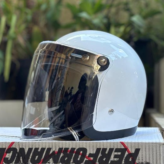 Helm Slimhead Custom Tx500 Classic Putih + Kaca Full Face