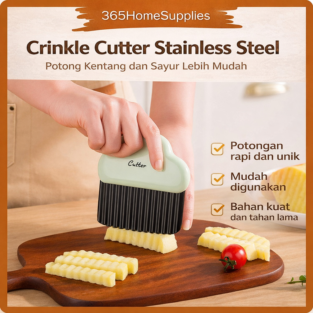 Crinkle Cutter Stainless Steel Alat Potong Kentang Sayur Bergelombang Pisau Kentang Serbaguna Dapur