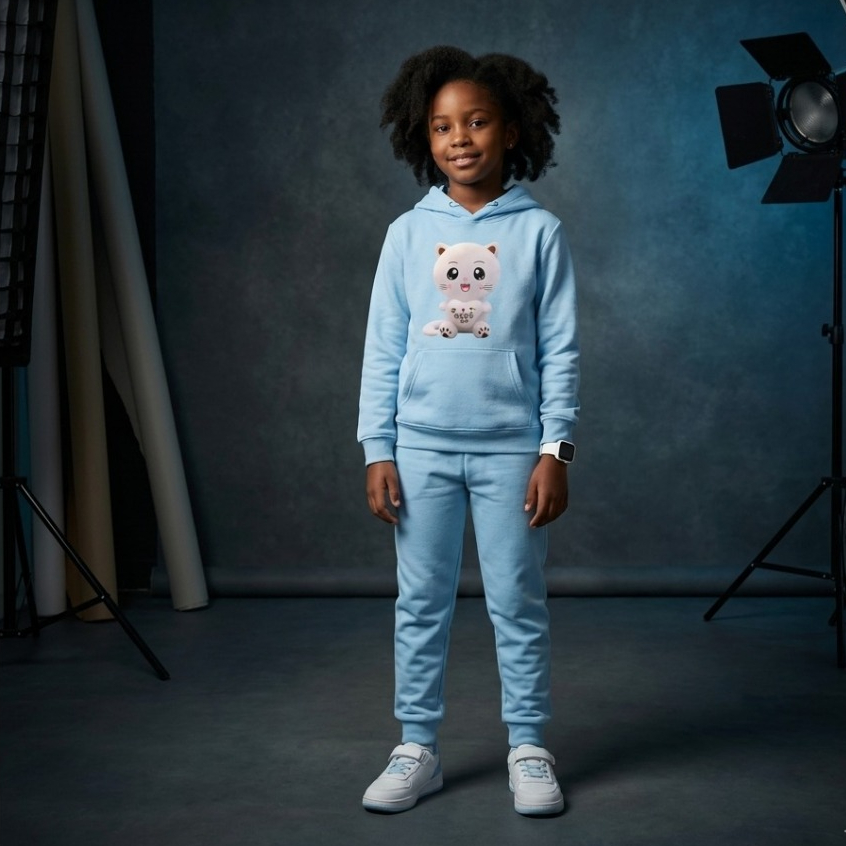 Shenzwhu.distro - Setelan Sweater Hoodie Baju Fashion Anak Perempuan Motif Japanese Cat 5-12 Tahun