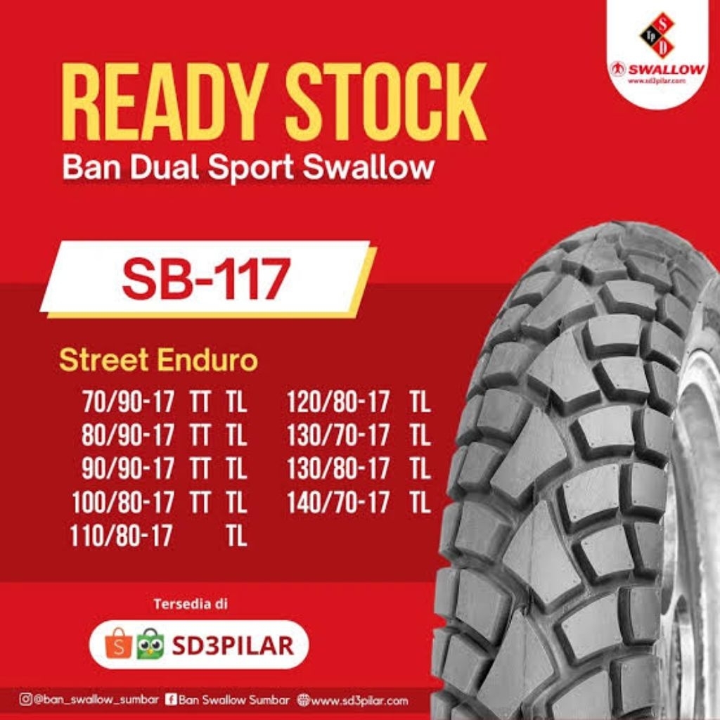 Ban motor Swallow street Enduro 70/90-17 80/90-17 90/90-17 100/80-17 120/80-17 & 130/80-17
