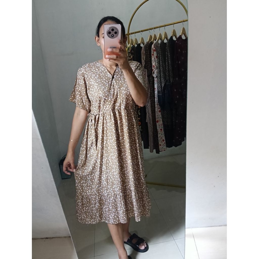 Daster Hana - homedress baju tidur v neck kimono tali pinggang kanan kiri