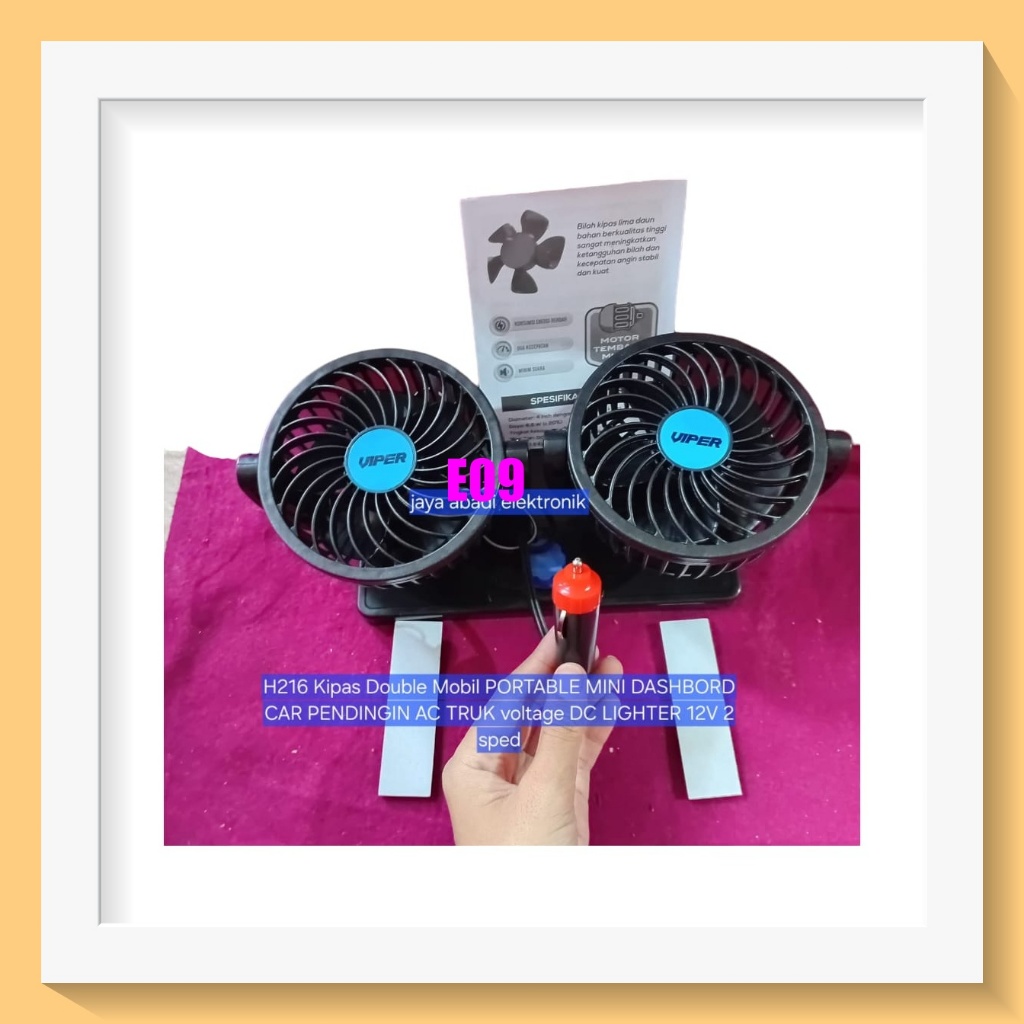 E09 H216 PORTABLE MINI DASHBORD CAR PENDINGIN AC Kipas Double Mobil TRUK voltage DC LIGHTER 12V dua 