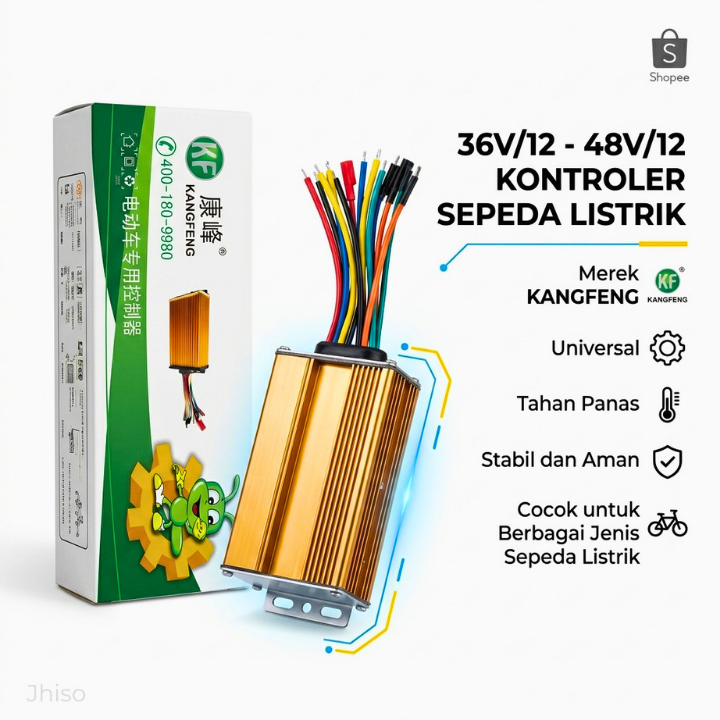 KANGFENG CONTROLLER SEPEDA LISTRIK SELIS SEMUA MEREK | CONTROLLER SEPEDA LISTRIK UNIVERSAL 36V/12AH 