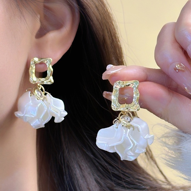 Ami ACC Anting Geometri Mutiara Lapis Emas Desain Eksklusif Q106