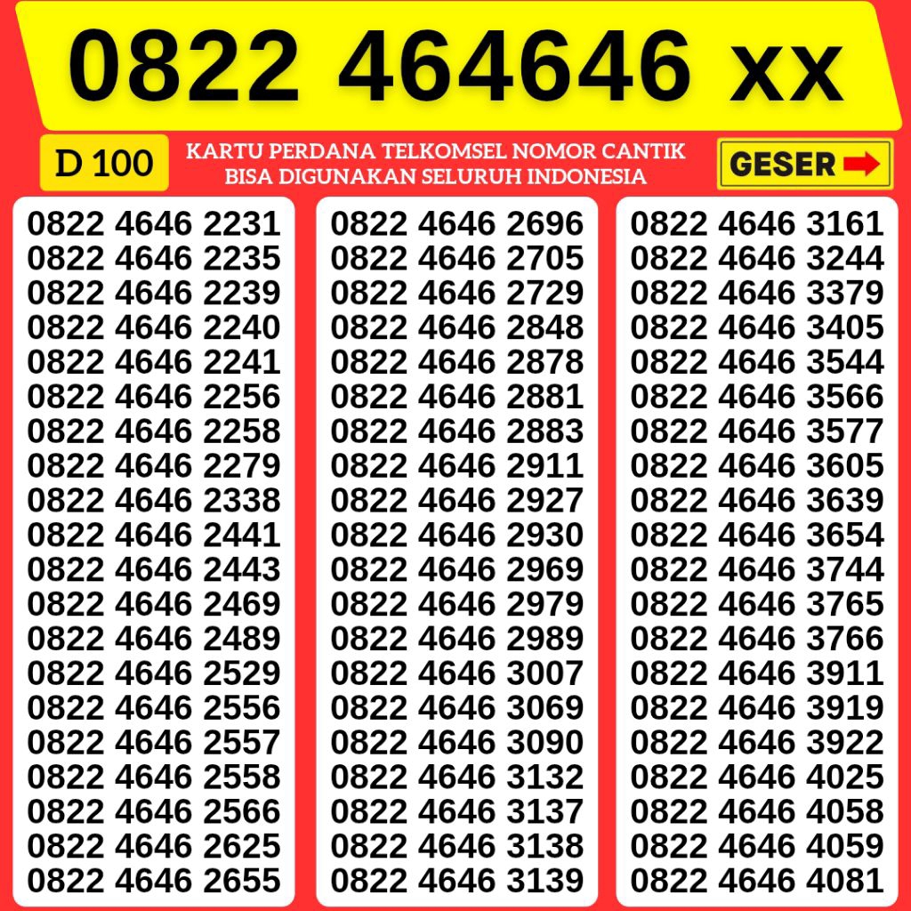 NOMOR CANTIK TELKOMSEL 4646  KARTU PERDANA 12 DIGIT 11 DIGIT 10 DIGIT MURAH KARTU PERDANA SIMPATI TE