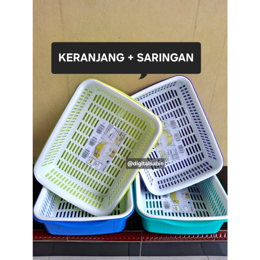 Numan - Baskom Kotak + Saringan Set | Baskom Saringan Sayur / Saringan Pup Kucing Peliharaan / Bak K