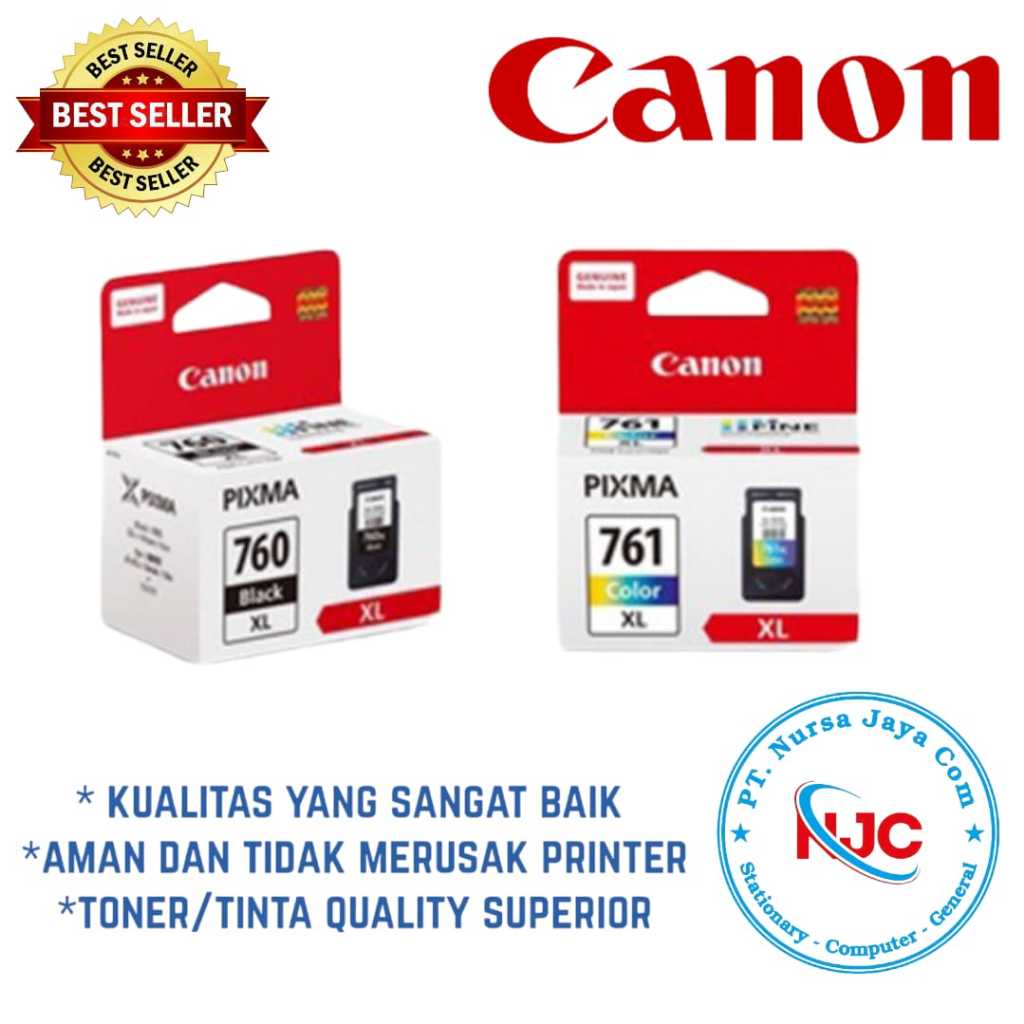 Canon Tinta Original 760XL & 761XL untuk Printer PIXMA Kualitas Terbaik 100% Asli