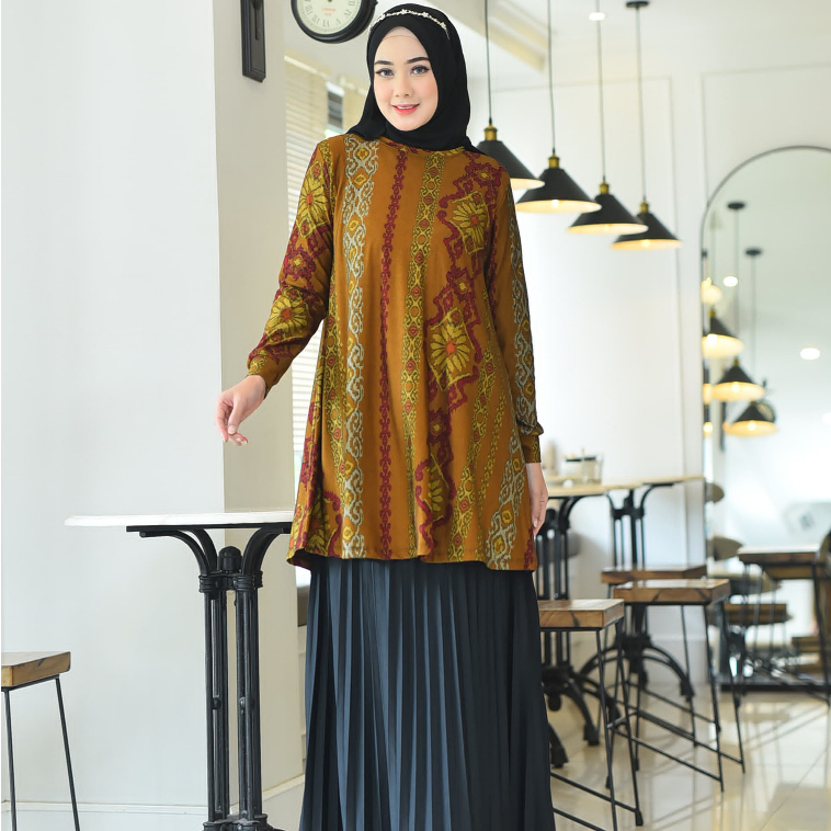 Tunik Los Motif Etnik Bahan Denim/ Calvin Jeans
