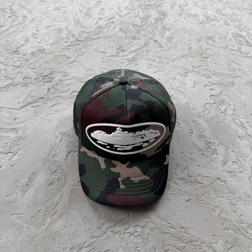 Island Puff Print Trucker Hat Woodland Camo CRTZ.XYZ