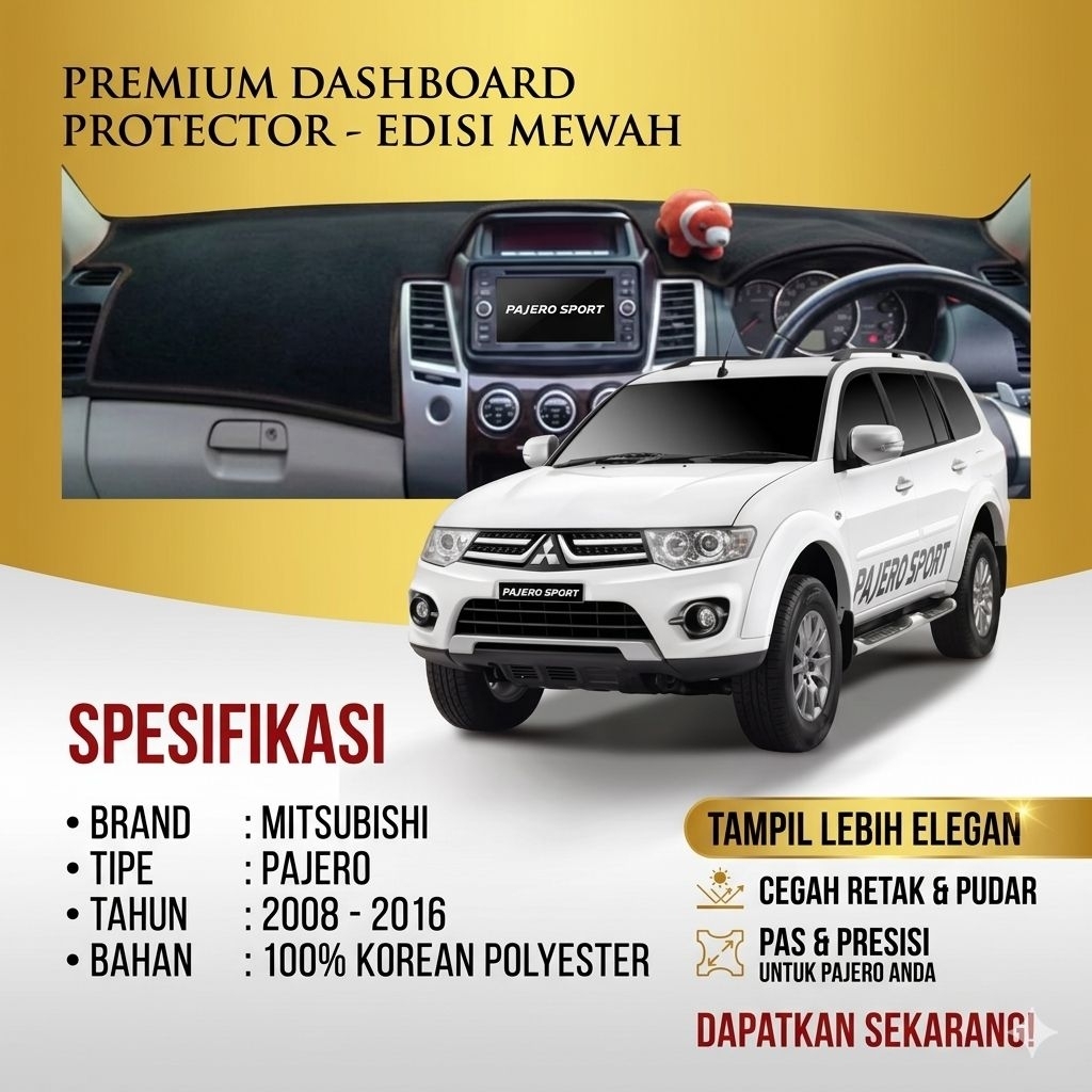Aksesoris Mobil Alas Karpet Cover Pelindung Dashboard Mitsubishi Pajero Sport 2009-2015