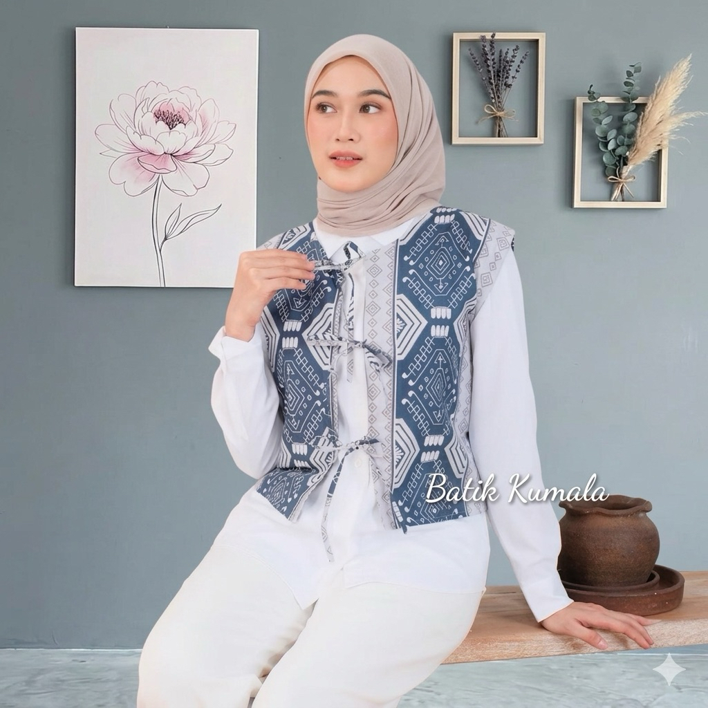 Vest Wanita Rompi Korean Vest batik modern Wanita