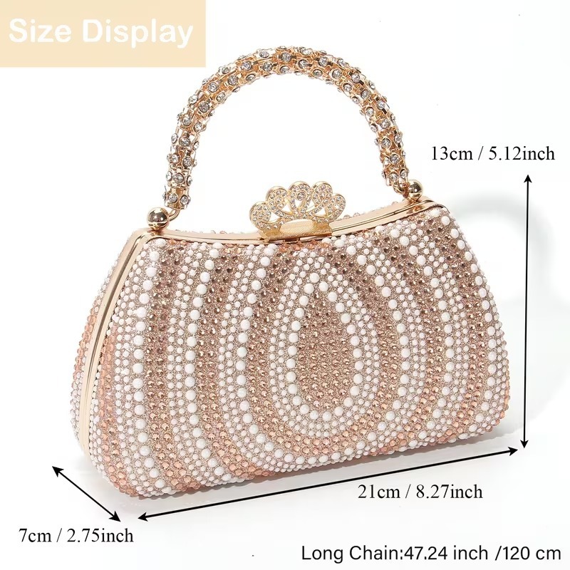 Tas Pesta Import Mewah Kristal Diamond Handbag Wisuda Kondangan Wanita Tas resepsi / Tas Syari / Tas