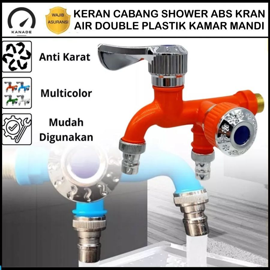 Keran Cabang 2 Shower Color Water Faucet / Keran Cabang Engkol Shower Wastafel Wudhu Taman Termurah