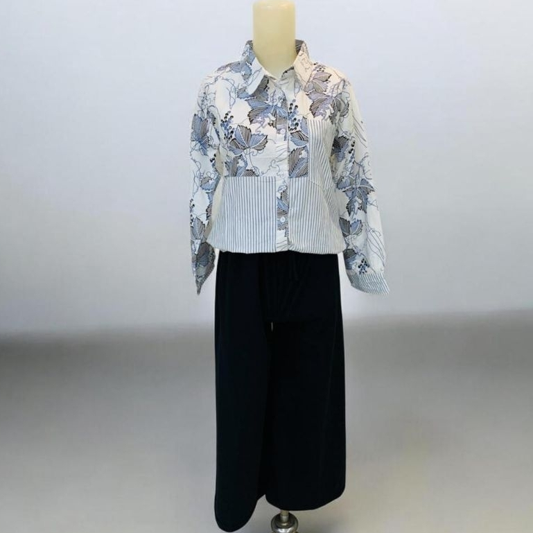 Kemeja Batik Wanita Lengan Panjang Modern/Atasan Batik Wanita Jogja Kekinian/Baju Batik Kerja Formal
