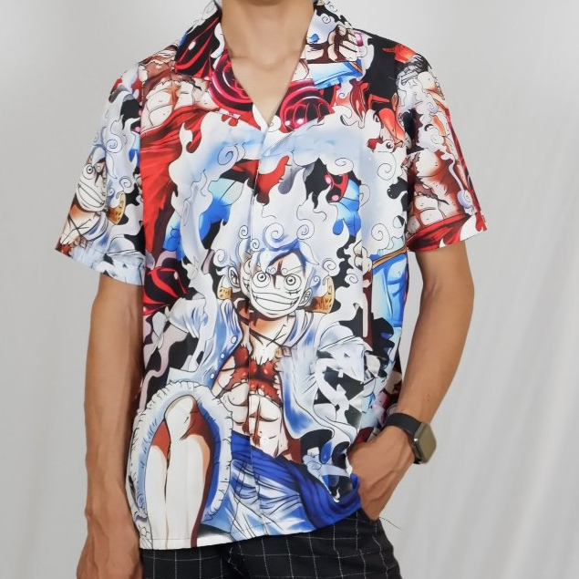 KEMEJA WARSA - ANIME PRINTING ONE PIECE MONKEY D LUFFY GEAR 5 CUSTOM DEWASA