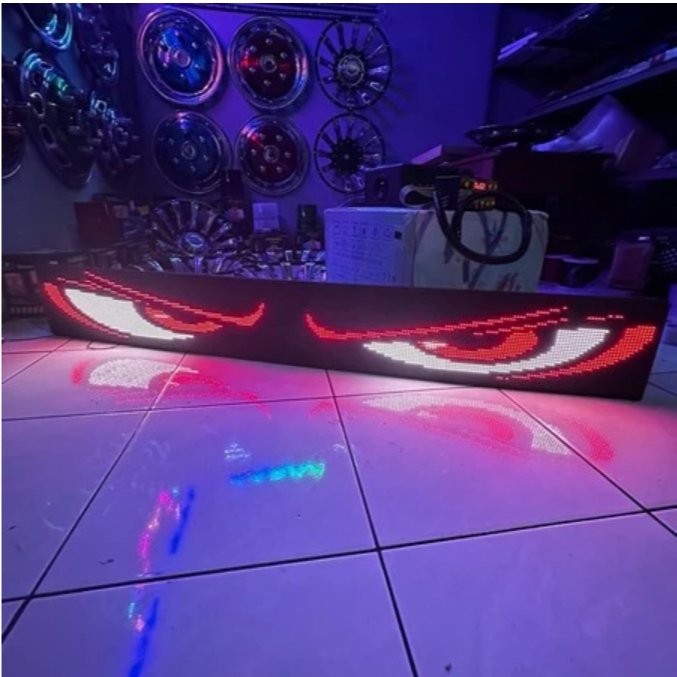 Running text p5 rgb full colour 12v-24v mobil bus truck elf variasi mata kedip.