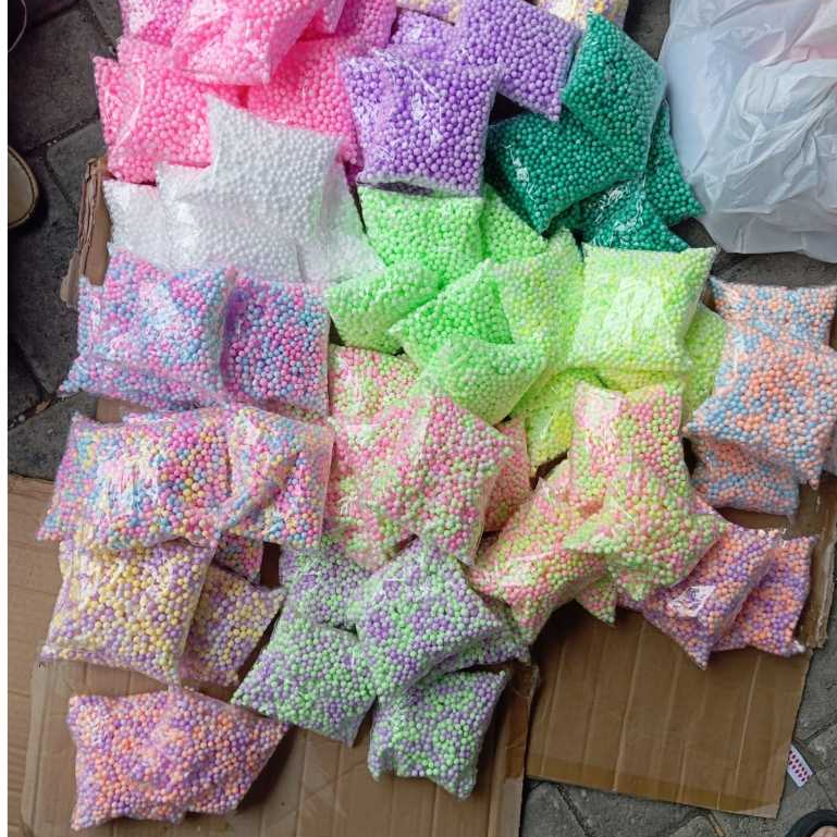 Styrofoam Butiran Gabus Warna Warni / Sterofoam Butiran Bola Kecil Foam Slime Undian Kado Craft Gift