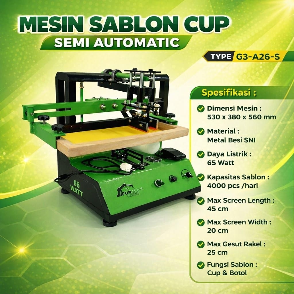 Mesin Sablon Cup Semi Auto | Gelas & botol | Full Set