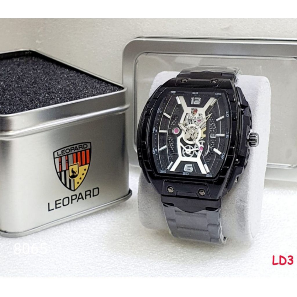 LEOPARD 8065 Jam tangan pria tanggal original analog Qwartaz stenlis