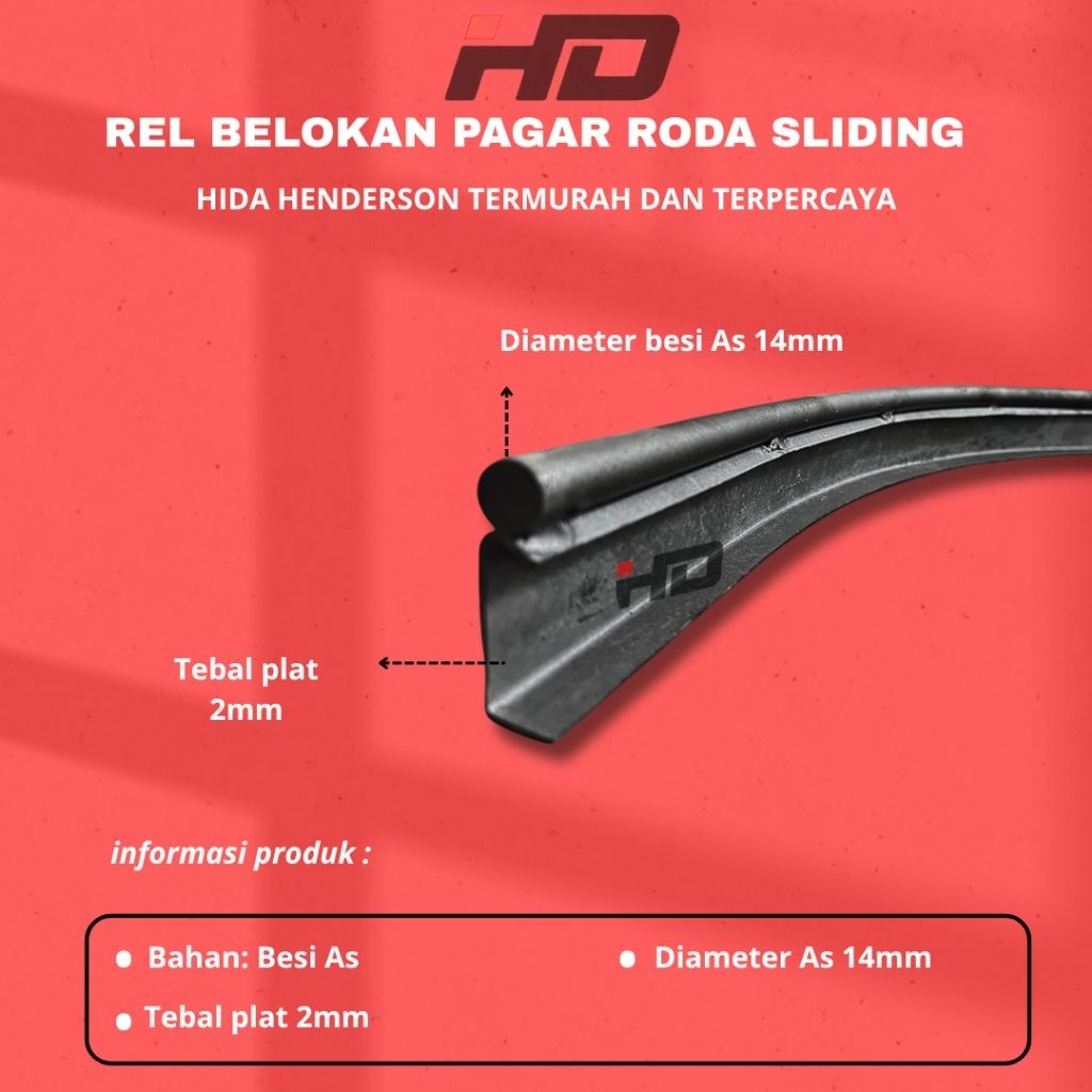 Najwa Gadget ()Rel Tikung Pintu Pagar Sliding Besi As 14.Mm // Rel Tikung Roda Sliding U (Beton)