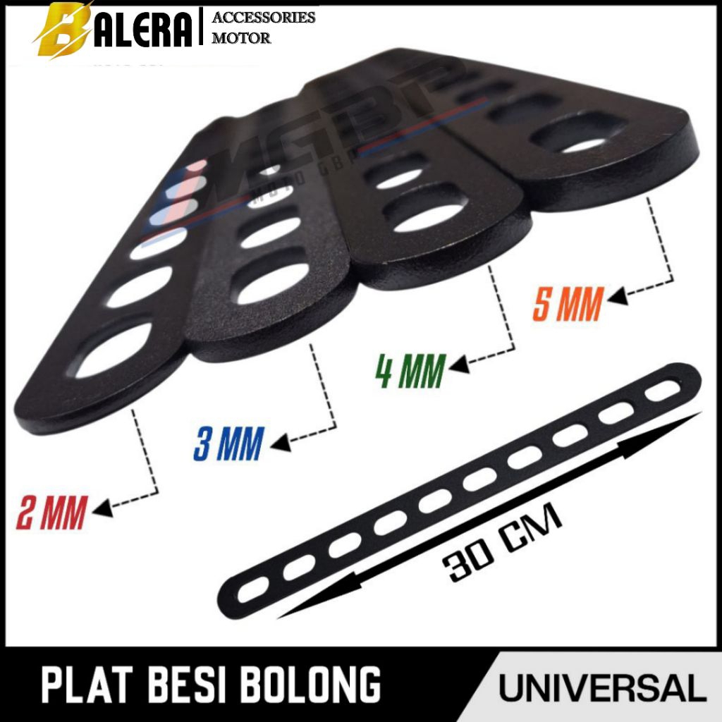 Breket plat Tebal 5M plat lubang Gantungan knalpot Bracket lampu Breket plat bolong besi tebal 5mm