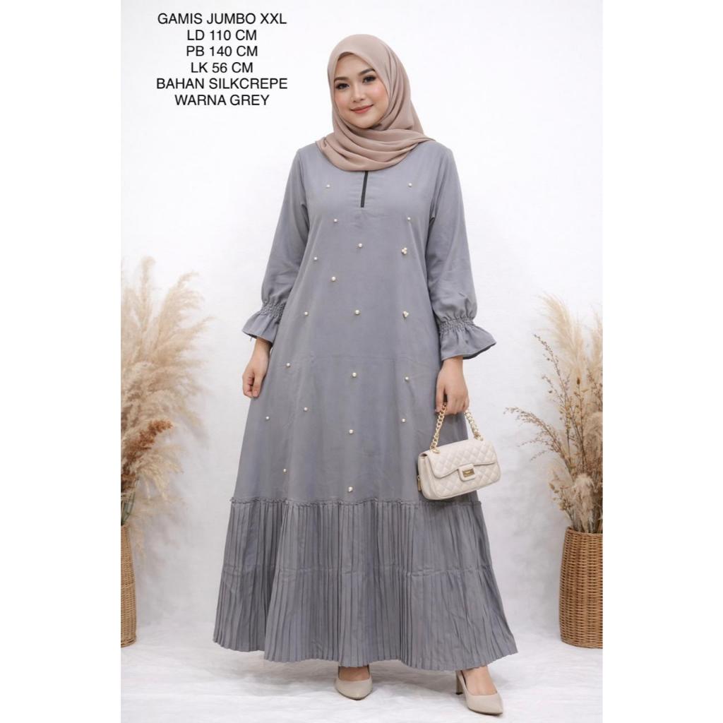 Gamis Jumbo Ld 110 Cm Model Plisket Kekinian - Mecca Dress