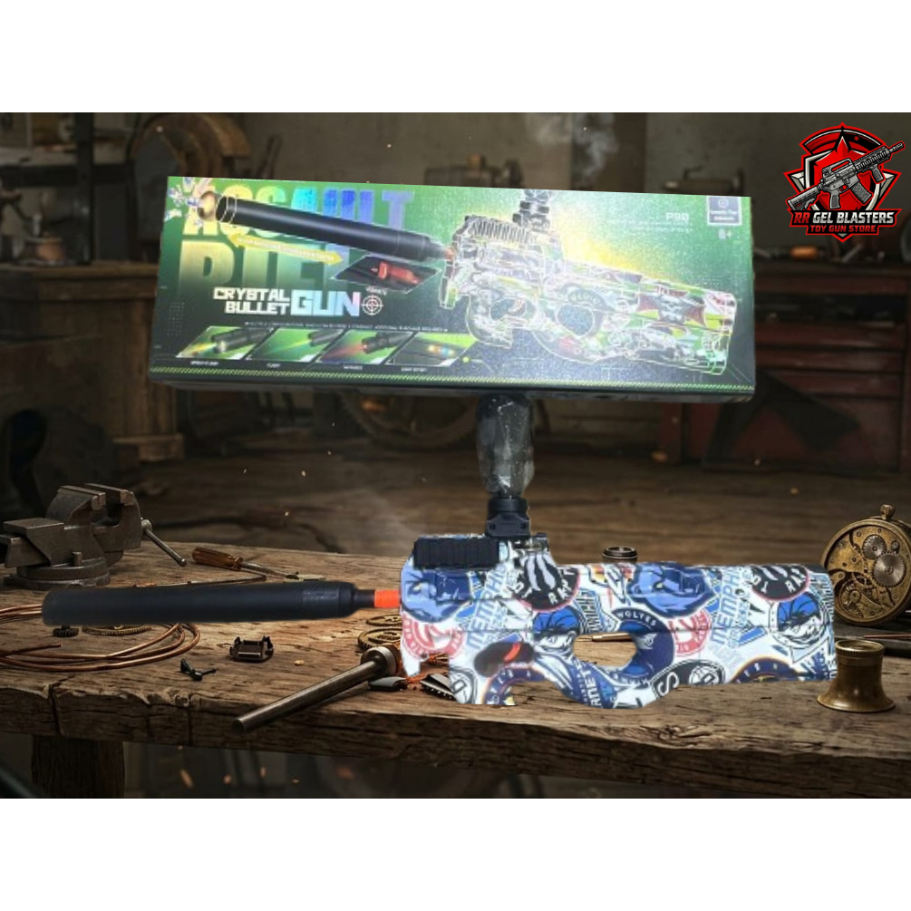 Tembakan Water Gel CRISTAL BULLET GUN P90-Tembakan mainan anak water gel blasters