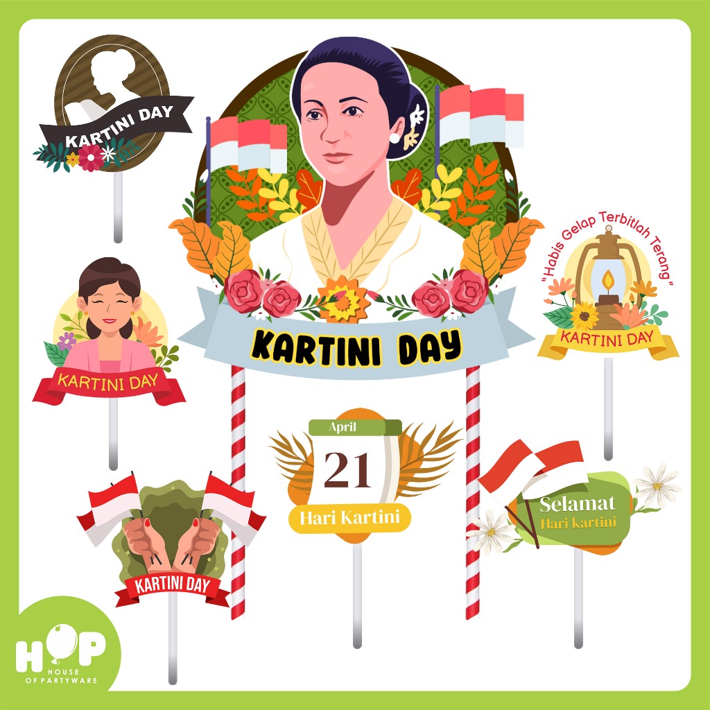 Topper Kartini Day / Hari Kartini 21 April / Hiasan Cake Kue Tumpeng Perayaan