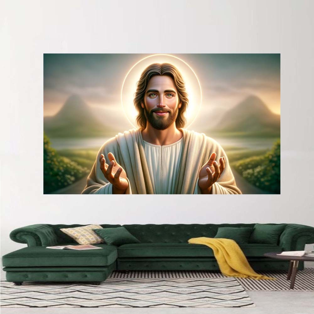Poster Cetak Extra Jumbo Gambar Tuhan Yesus Sedang Berdoa 3D2W,Tanpa Bingkai,Bisa Bayar Ditempat COD