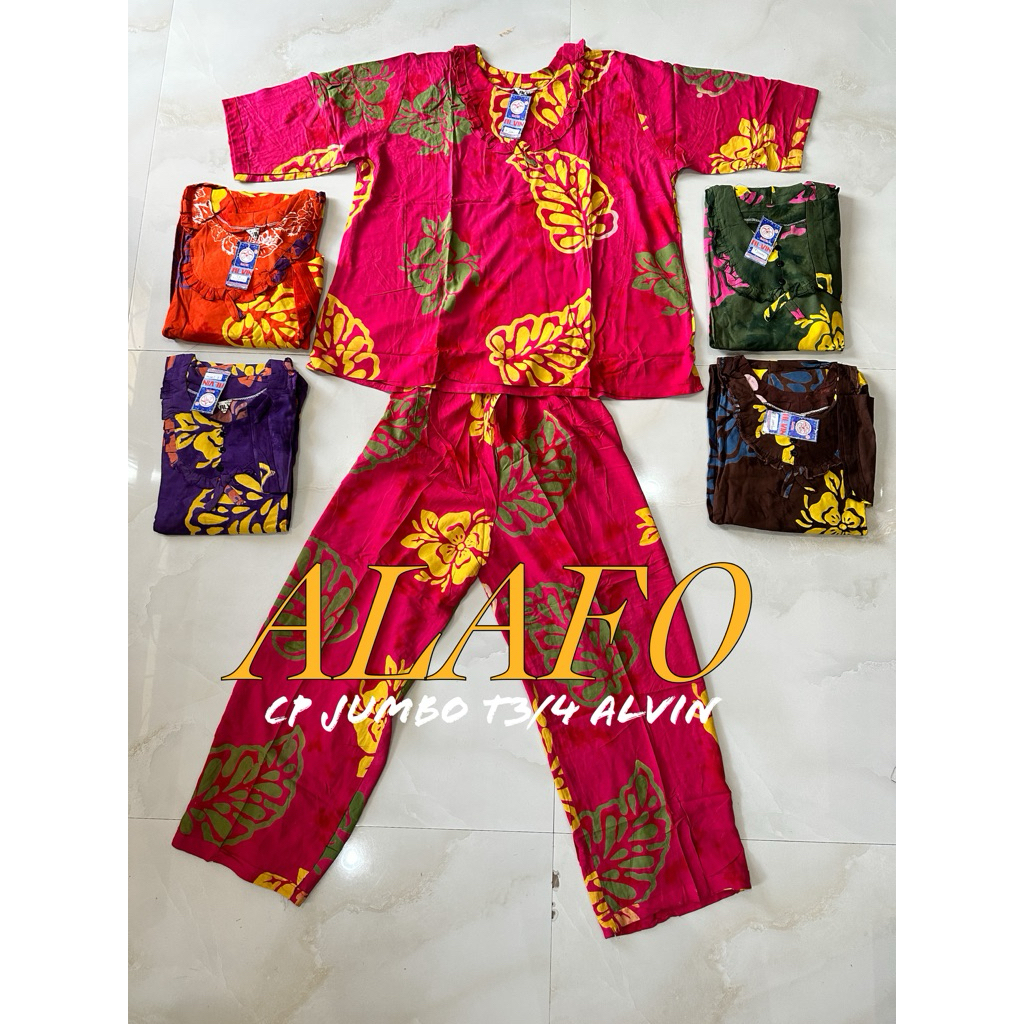 BAJU TIDUR NYAMAN CP JUMBO T3/4 BATIK ALVIN CITAK