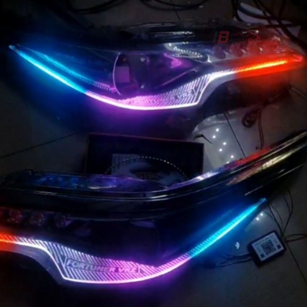 Slim Frame Alis Variasi Lampu LED RGB DRL Running Depan Mobil Toyota New Fortuner VRZ
