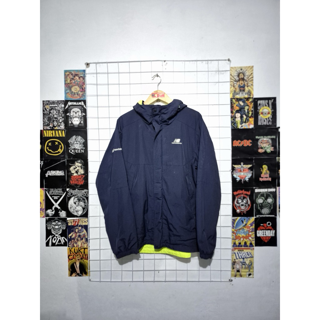 Jaket Zipper Hoodie Outdoor Tebal New Balance NB Warna Biru Navy