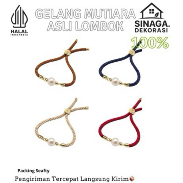 Gelang Serut Mutiara Asli Lombok - Gelang Mutiara Air Tawar Premium - Gelang Cantik Pink Muda