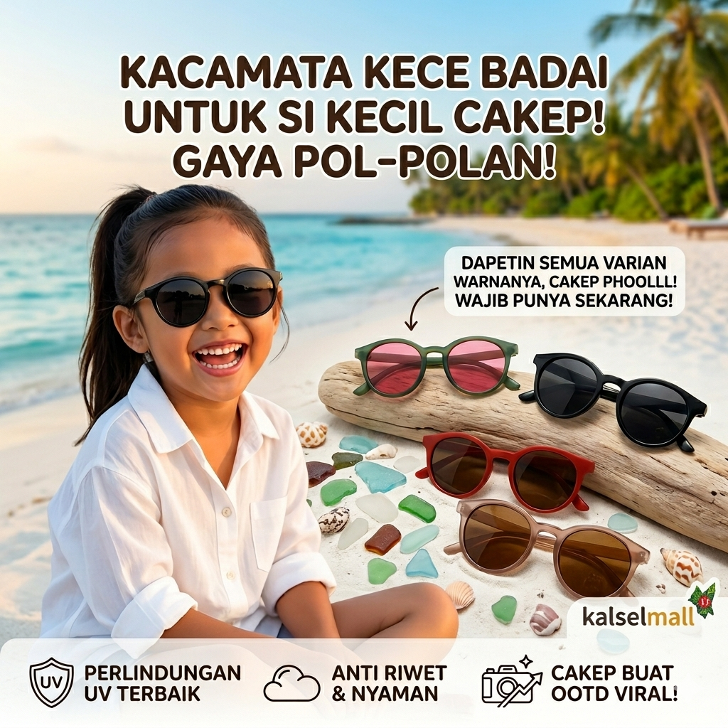 Kacamata Hitam Anak Laki Perempuan Anti UV Lensa Bulat Gaya Cowok Cewek SD Bayi OOTD Lucu MN26