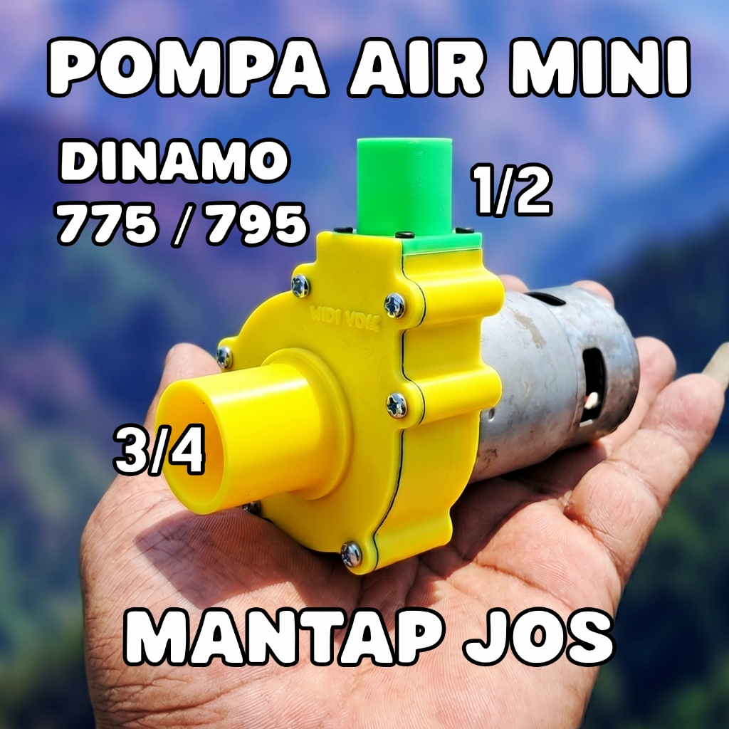 Pompa Air Mini Dinamo 775 795 3D Print - Water Pump Miniatur Keong In 3/4 Out 1/2