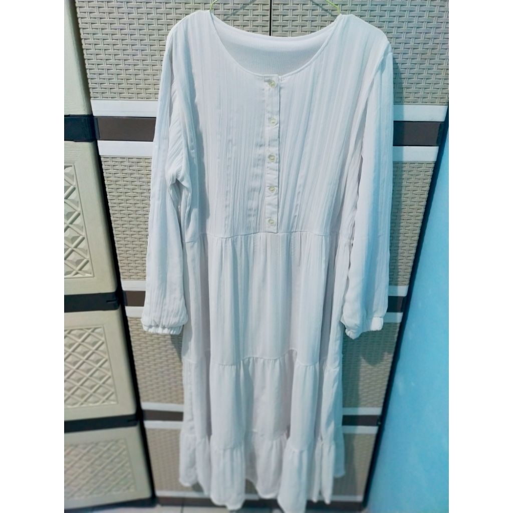Gamis/Dress Putih bersih Wanita busui friendly