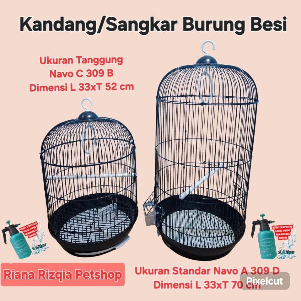 Sangkar Kandang Dayang Navo C 309 DB BONUS SEMPROTAN untuk Mandikan Burung Kandang Burung Lovebird C