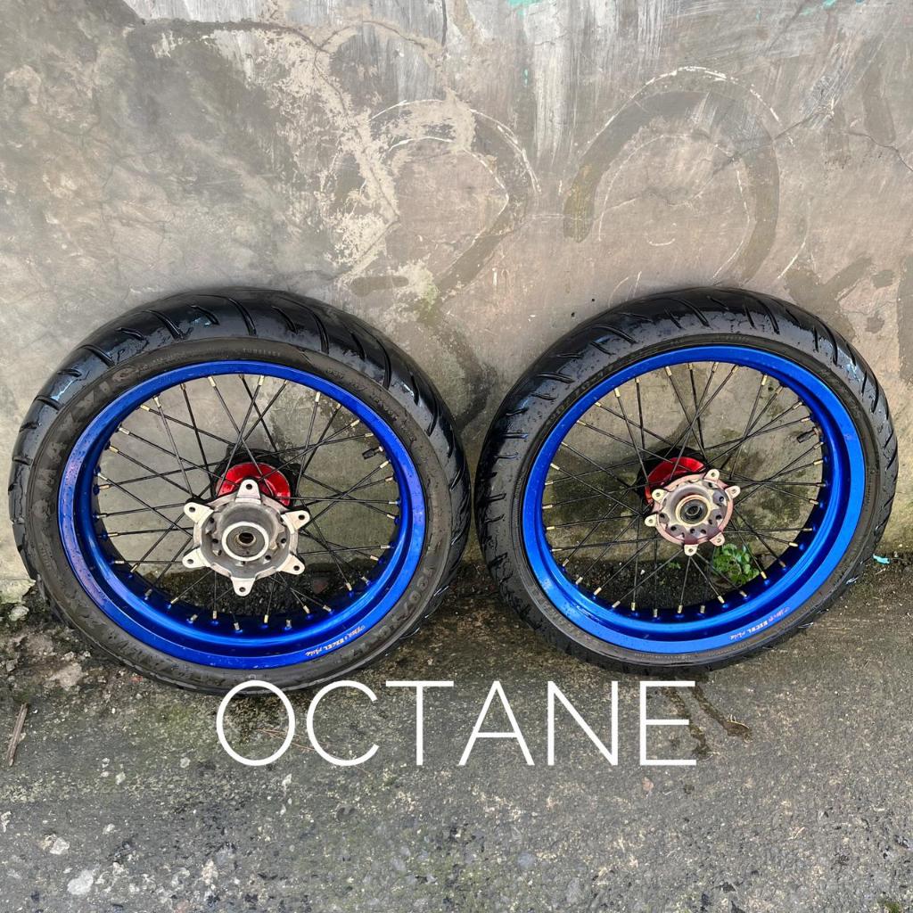 Wheelset Supermoto CRF 150L Takasago Excel Asia Original 300 350 Biru Second Mulus