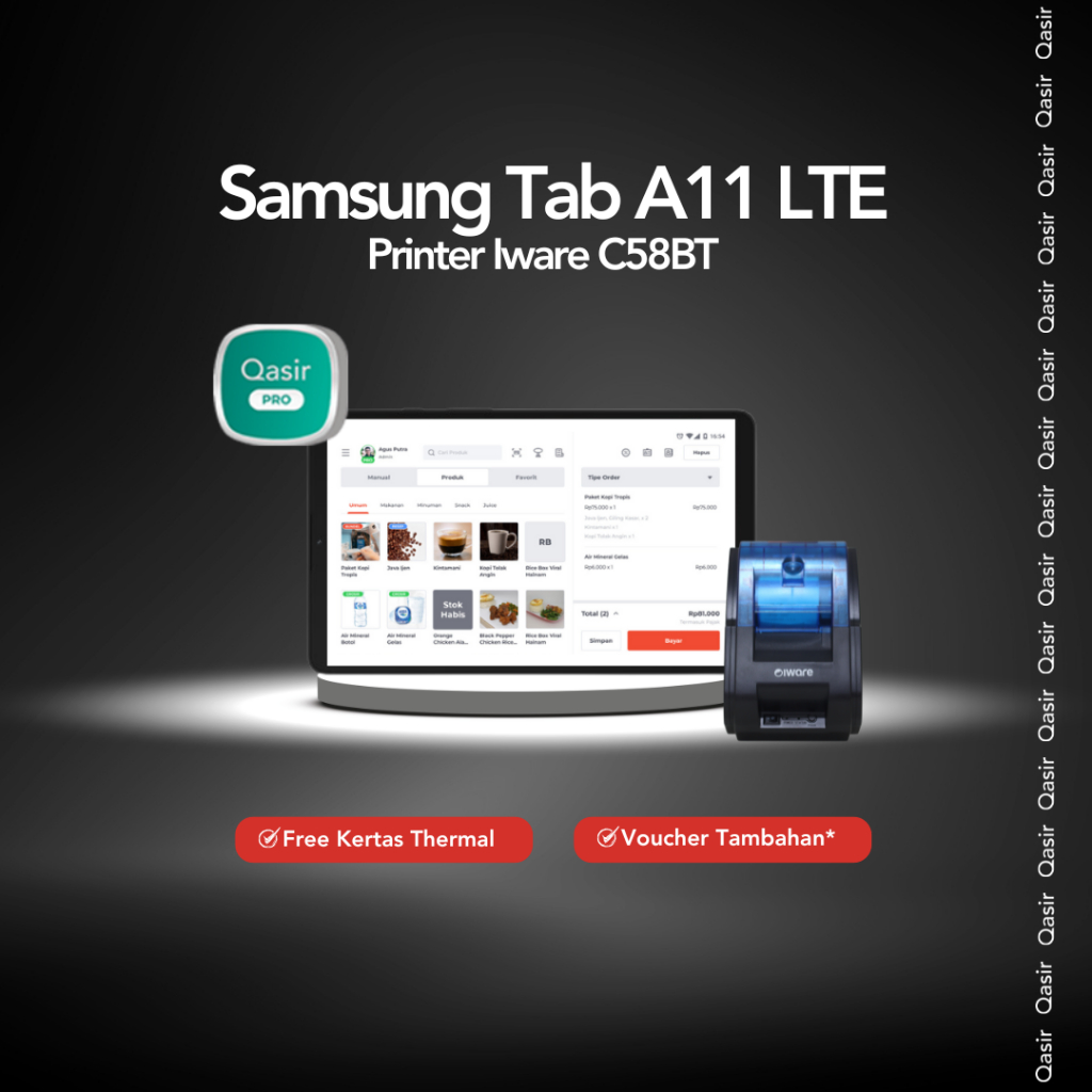 Mesin Kasir Tablet + Printer Iware / Samsung Tab A11 LTE/ Printer Iware
