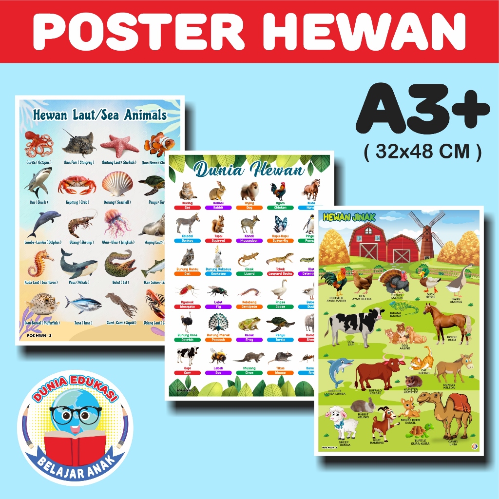 Poster Edukasi Anak || Poster Hewan || Poster Binatang || Poster Kelas