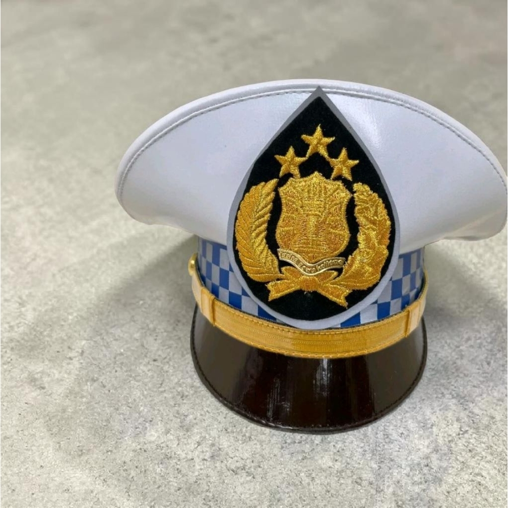 Topi Pet Polki Lantas Putih Pama / Pet Polki Lantas Pama merk Hm Mawardi Raping Tebal / Pet Lantas M