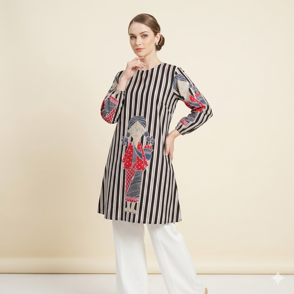 Shanaya Batik Tunik Santi Salur Lengan Balon